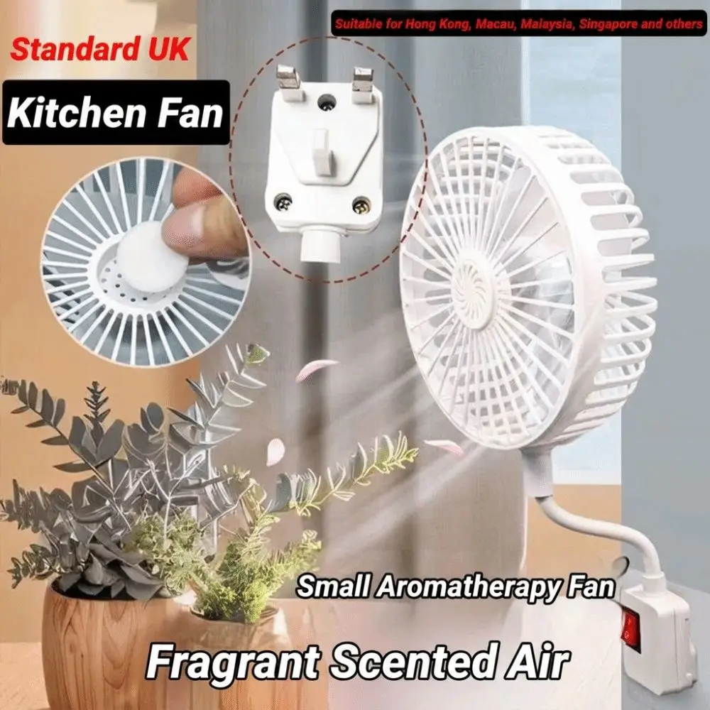 360 Rotatable Socket Fan Low Noise Energy Saving UK Plug Fan with Safety Cover EU Plug Kitchen Fan for Kitchen Bathroom Dorm