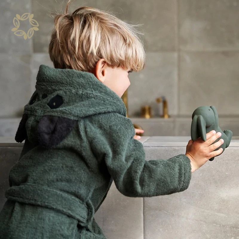 Kids Bath Robe Eco Friendly baby bathrobe Organic Cotton towelling robe baby hooded bath Sustainable bath robe child