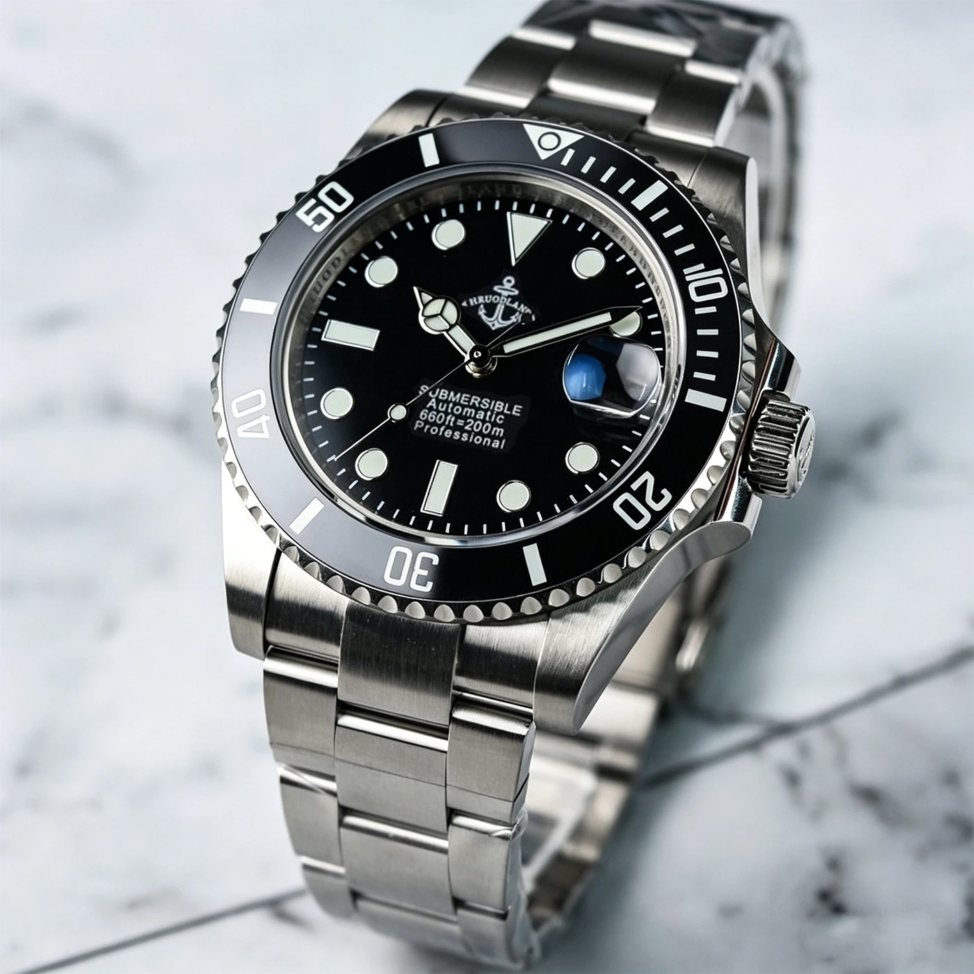 HRUODLAND Men's Dive Watches 200m Sapphire Crystal BGW9 Luminous PT5000 Automatic Mechanical Movement High Quality Sports Watch