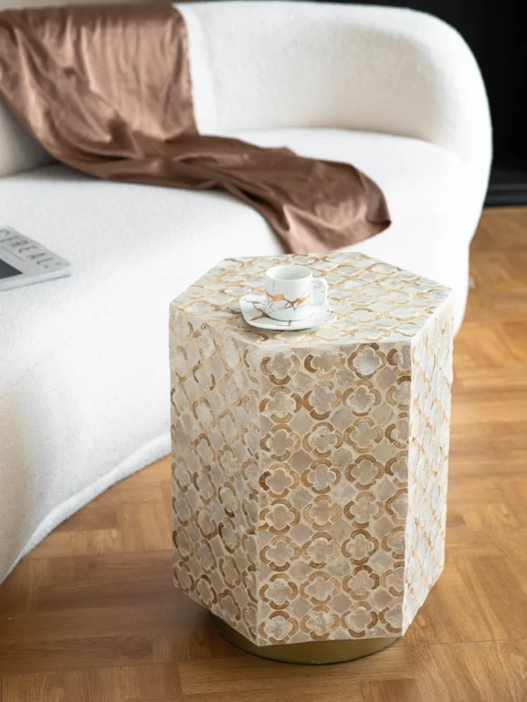 Creative Mother of Pearl Edge, Shell Inlay Corner,Coffee Tables, Bedside Table,Shoe Changing Stool,Balcony,Furniture