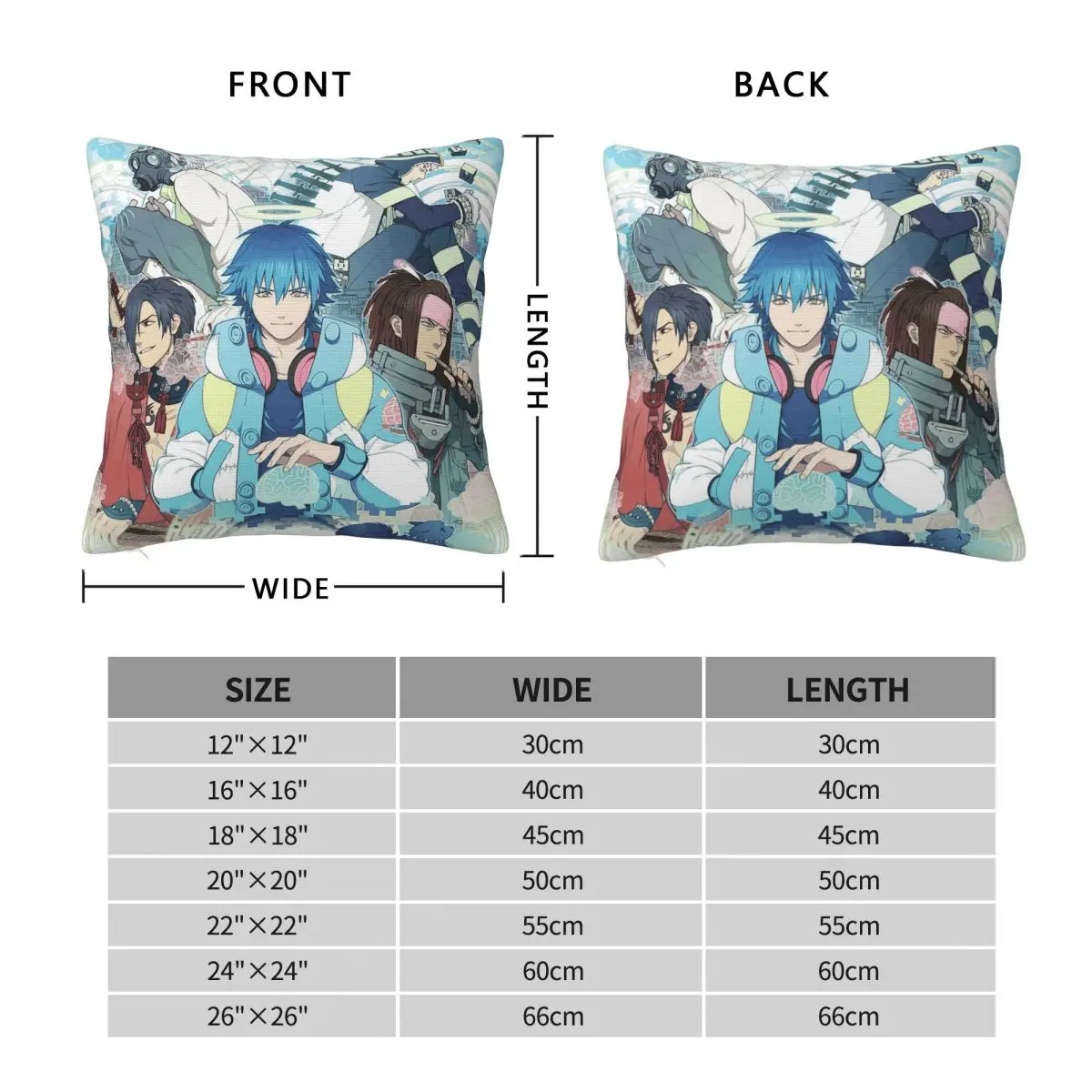 Dramatical Murder Anime Square Pillowcase Cushion Cover Pillow Case Throw Pillow Cover for Home Bedroom Car