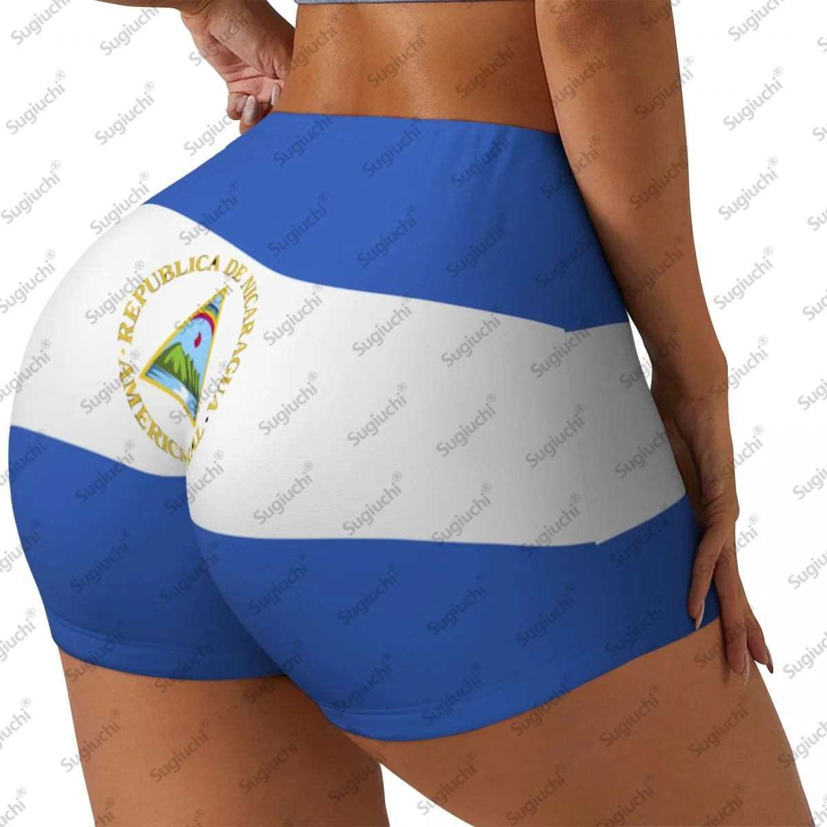 2026 Nicaragua Flag Yoga Shorts for Women Workout Scrunch Butt Lifting High Waisted Gym Running Short Pants