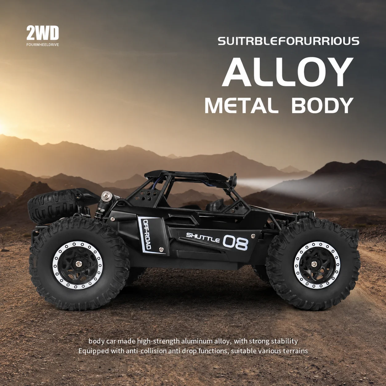 ZNLYRION 1:16 Alloy RC Off Road Car 2.4G Wireless Remote Control High Speed Buggy With LED Light Shock Absorber Kids Toy Racing Vehicle view 8