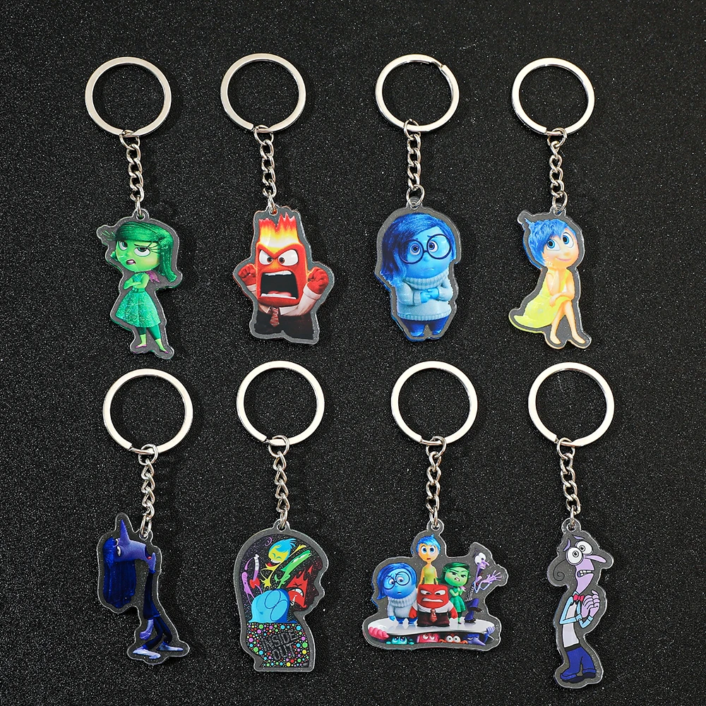 Disney Movie Inside Out 2 Keychain Kawaii Anime Anxiety Ennui Envy Cute Girls Creative Bag Pendant Car Keyrings Gifts