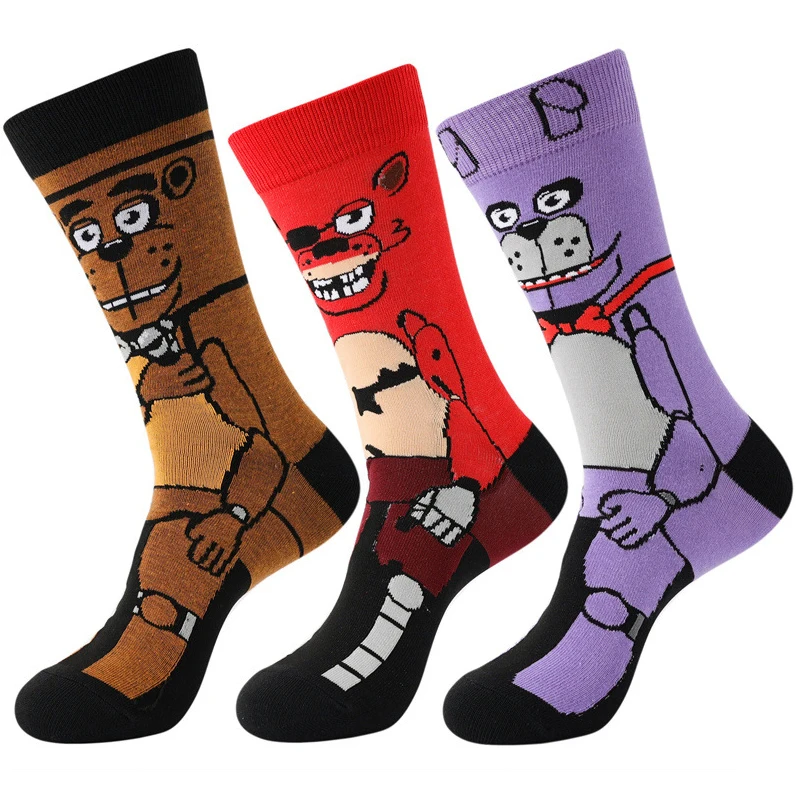 Kawaii Anime Five Night At Freddy Socks FNAF Cute Animals Bear Foxy Ribbit Funny Long Cotton Sports Socks for Men Women