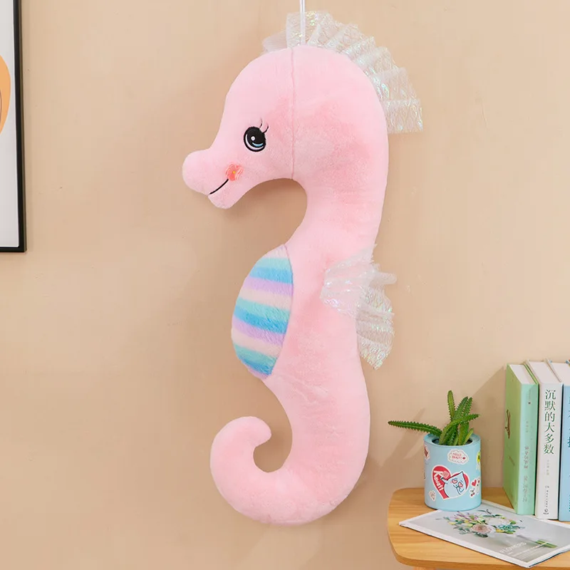 New colorful seahorse plush toy long nap pillow office cushion seahorse toy for girls