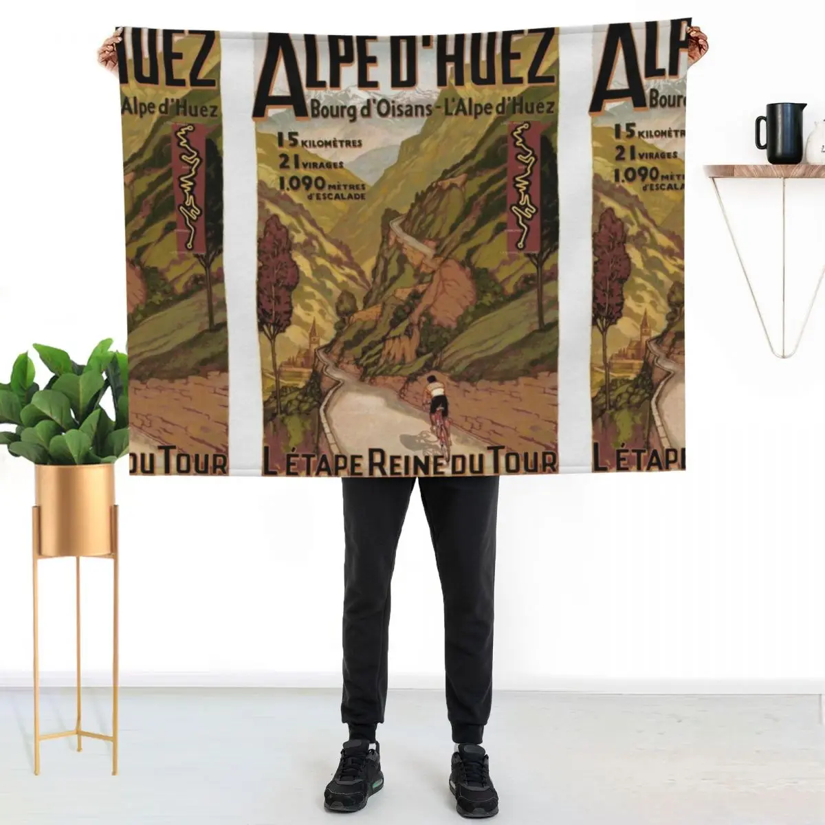 Vintage French Swiss Alps sport bicycle poster Throw Blanket Furry decorative For Sofa Thin Thins Nap Hairys Blankets