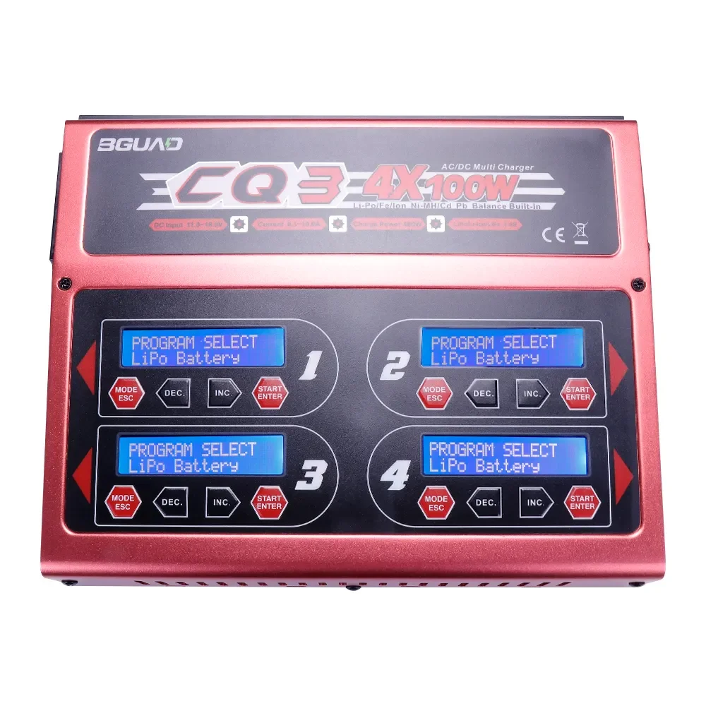 EV-PEAK CQ3 100Wx4 10A 1-6S Balance Charger with JST_XH Adapter Board for LiPo LiFe NiMH NiCd Battery