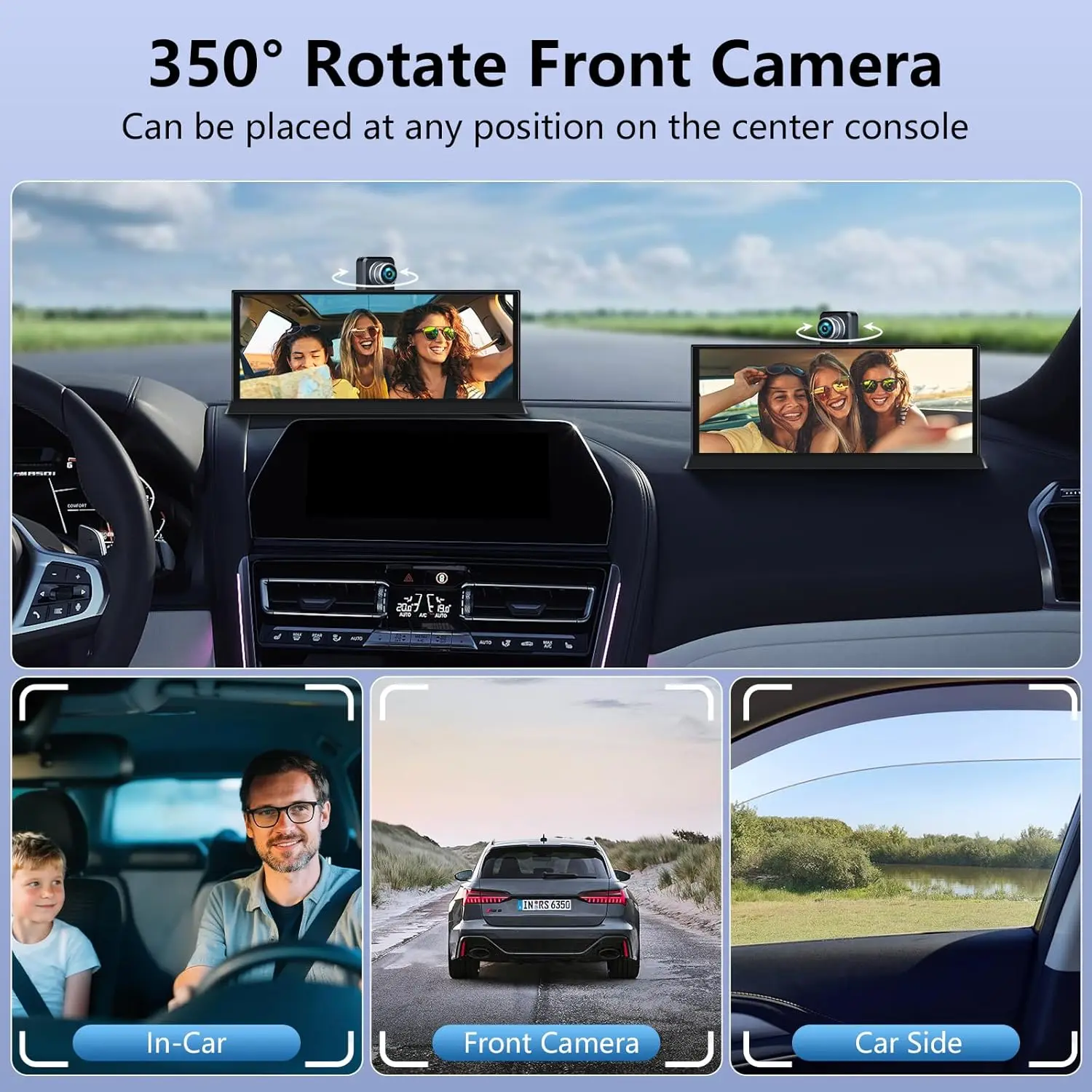 Dash Cam doppia fotocamera 4K da 11,26 pollici Navigazione GPS in tempo reale Controllo vocale Compatibilità wireless CarPlay Android Auto per