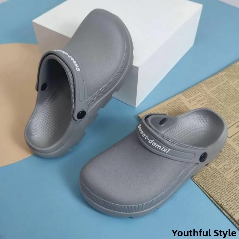 

Мужские летние тапочки-слипоны с мягкой подошвой, нескользящие, для операционной, водонепроницаемые, без отверстий, повседневные сандалии