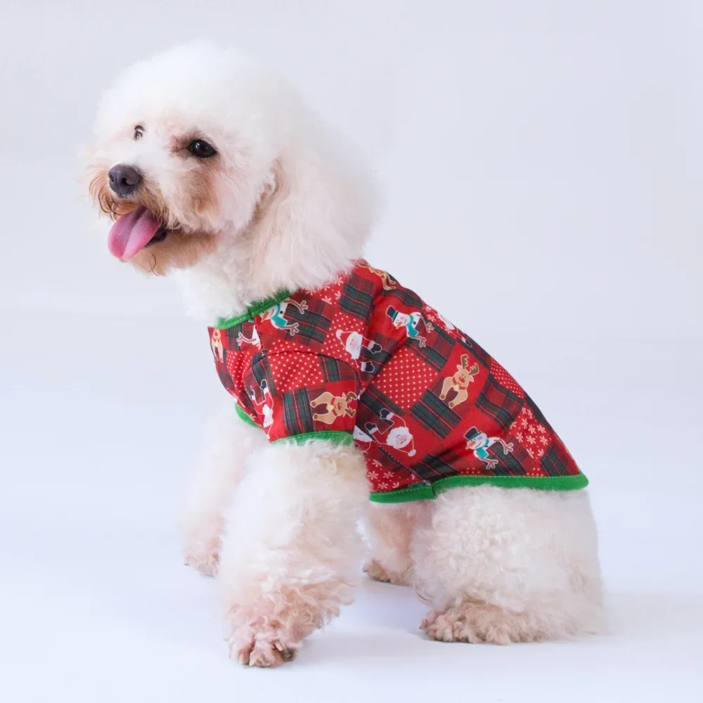 Christmas Dog Clothes Pet Shirts  Puppy Vest Printed Christmas Snowman Reindeer Santa Claus Dog Shirts for Dogs and Cats