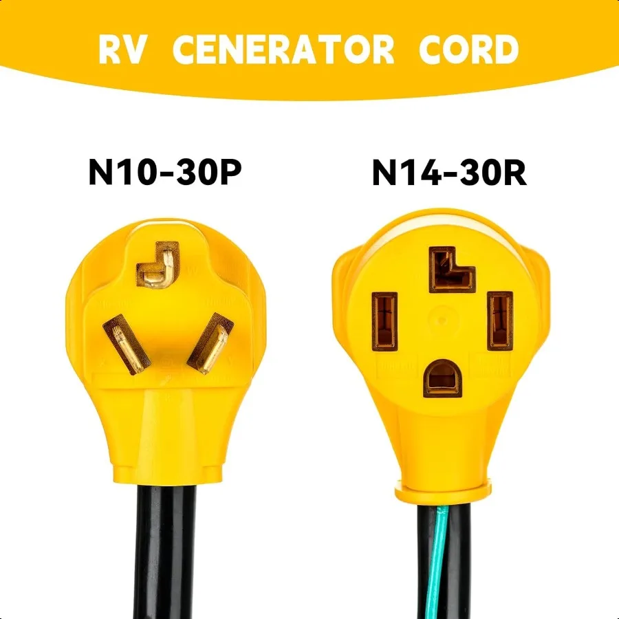 Adattatore per asciugatrice Cavo di conversione da 4 poli a 3 poli Spina NEMA 1030P a presa 1430R 10 AWG STW 1,5FT con cavo di terra di sicurezza