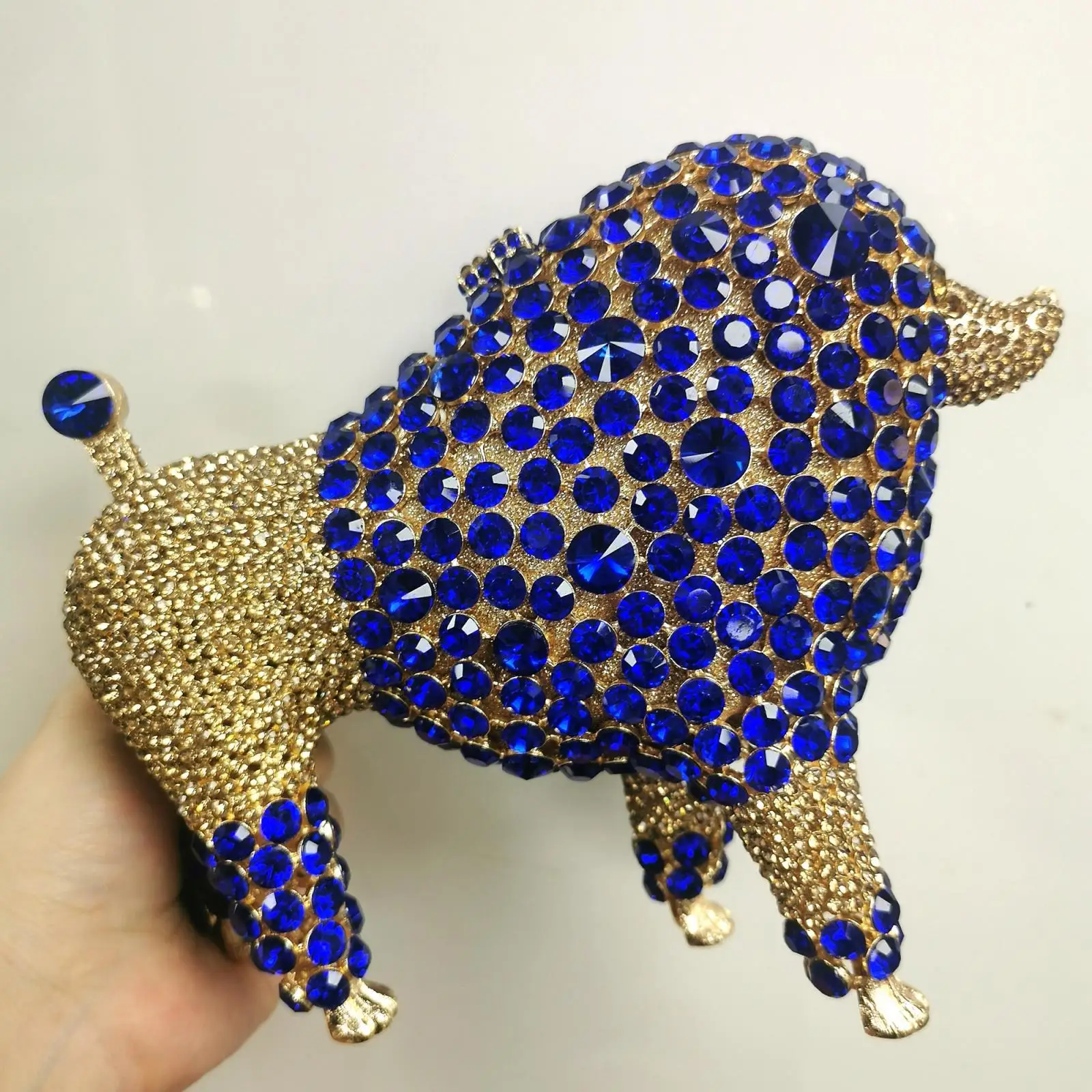 

Animal Shape Blue/Gold Crystal Rhinestone Ladies Clutch Bag Women Diamond Formal Evening Dinner Party Purses Shoulder Handbags