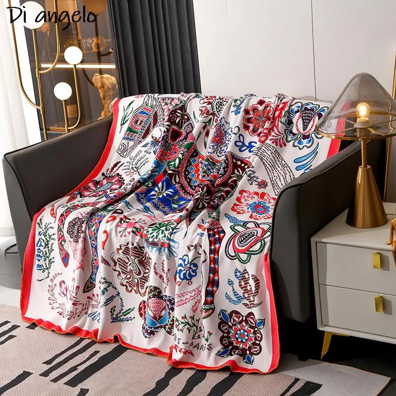 Luxury Printing European Brocade Velvet Blanket, Air Conditioning Bed Cover, Quilt Bedspread, Wedding Gift, Spring, Autumn #/