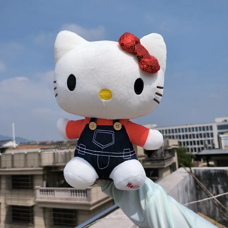 30Cm Sanrio Nieuwe Pluche Pop Schattige Hellokitty Pluche Gevulde Kussen Kinderen Zachte Doek Pop Cowboy Hello Kitty Vriend Verjaardagscadeau