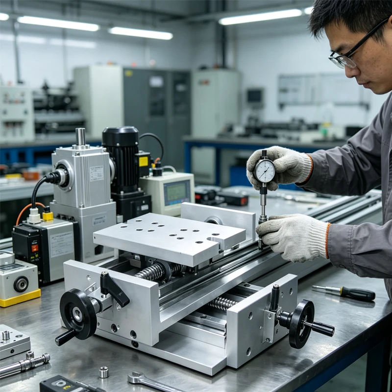 Cross Type Hand-cranked Linear Slide Table, Optional Metal Scale or Digital Display, 100-500mm Travel Manual Linear Guide Module