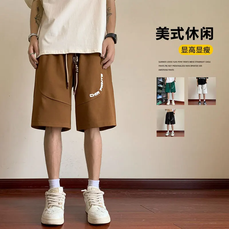 Summer new American solid color shorts men's loose sports casual pants boys' five-point pants D035