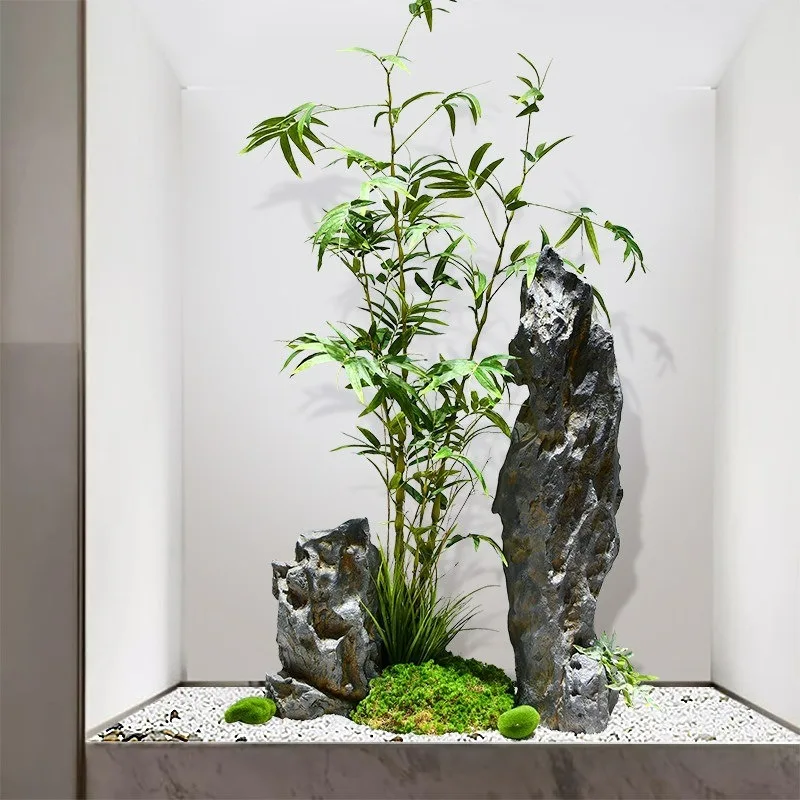 New simulation fiberglass rockery garden courtyard staircase corner lighting well landscaping high-end decoration floor ornament