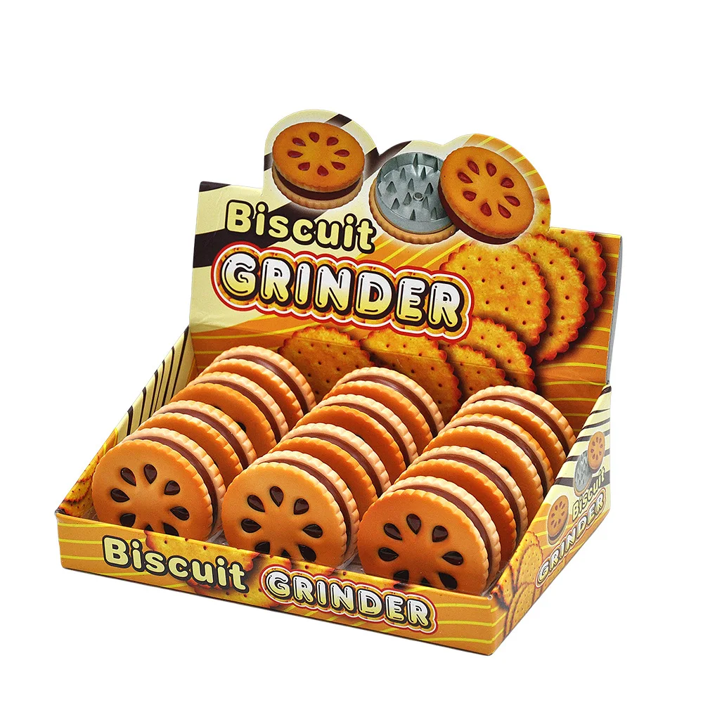 Cookie Metal Grinder Shape 55mm Biscuit Tabacco Grinder Crusher 2 Layer Dried Flowers Herbs Home Funny Gift for Men