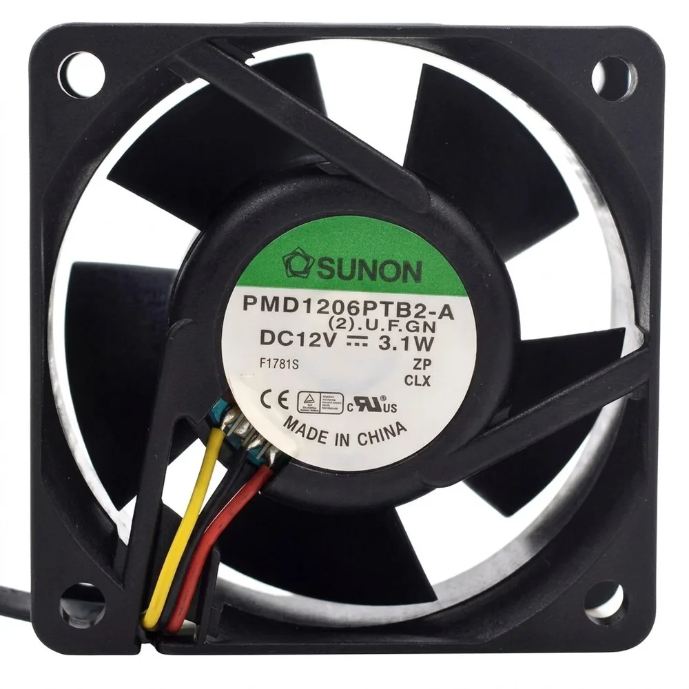 For SUNON PMD1206PTB2-A 6025 DC12V 3.1W 6CM 3-Wire Dual Ball Silent Cooling Fan