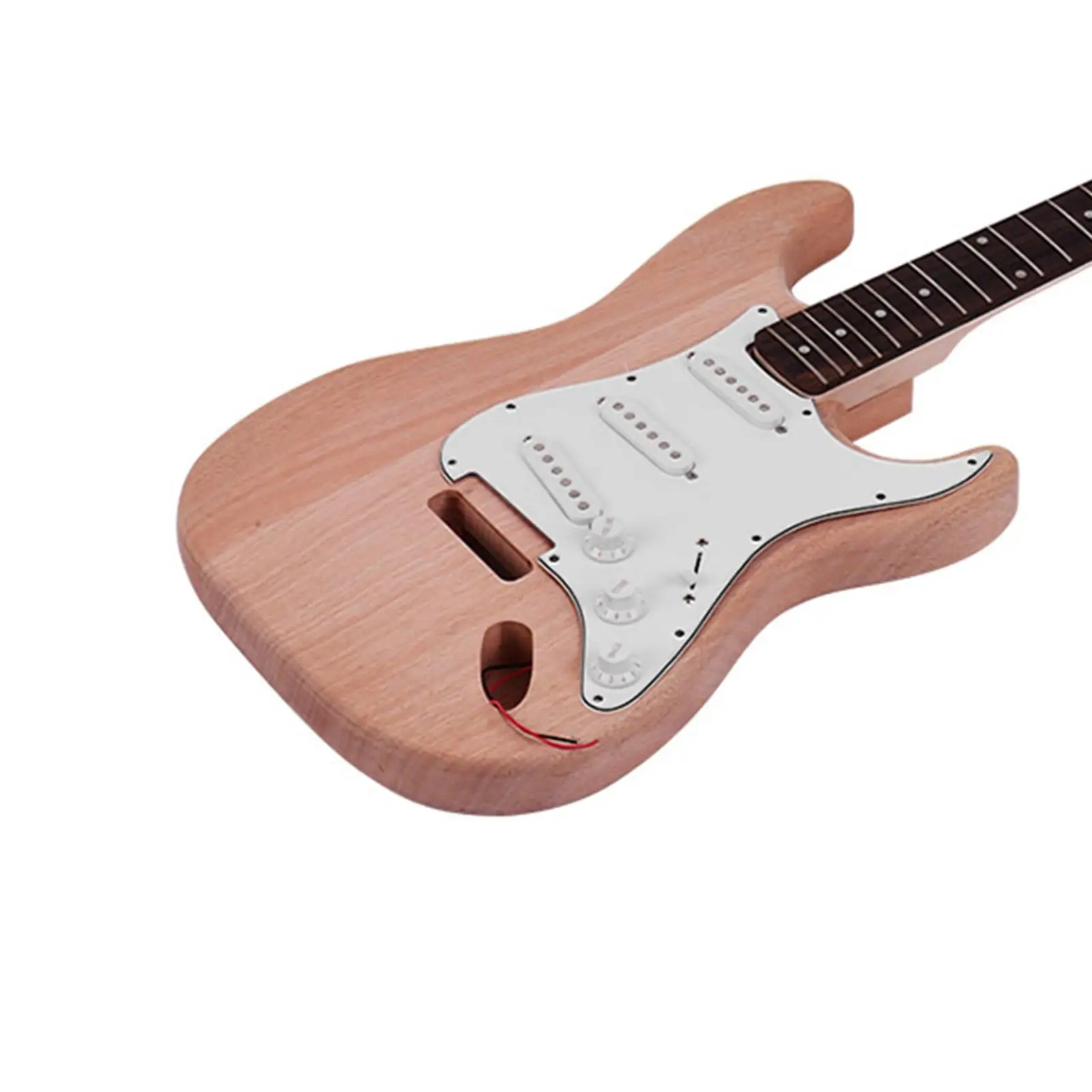 Wooden Unfinished Electric Guitar Body Kit ST Style Maple Rosewood Fingerboard for Guitar DIY and Musical Instrument Makers