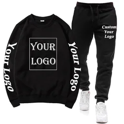 Custom Logo Athletic Sets Men Women Casual Tracksuits Autumn Winter Two-piece Sweatshirt +Pants Personalized Crewneck Pullovers