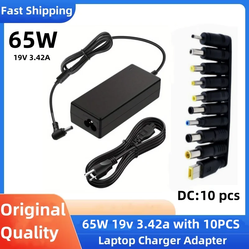 65W Universal AC Laptop Power Adapter 19V 3.42A Charger Portable For Asus Acer Sony Lenovo Dell Hp MSI