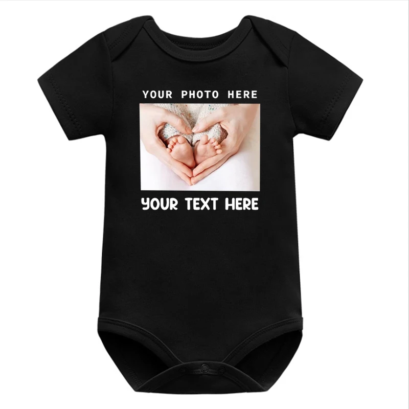 Bodysuit personalizado foto, camisa do texto, recém-nascido bebê menina roupas, 0-6m