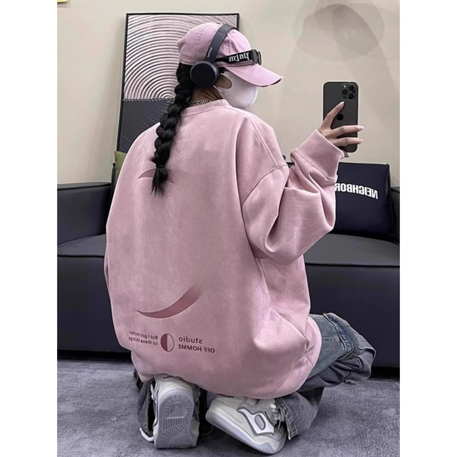 

Мужская винтажная толстовка из хлопка и замши Extra Large 300 Pou, осенне-зимняя, новая, модная, в уличном стиле