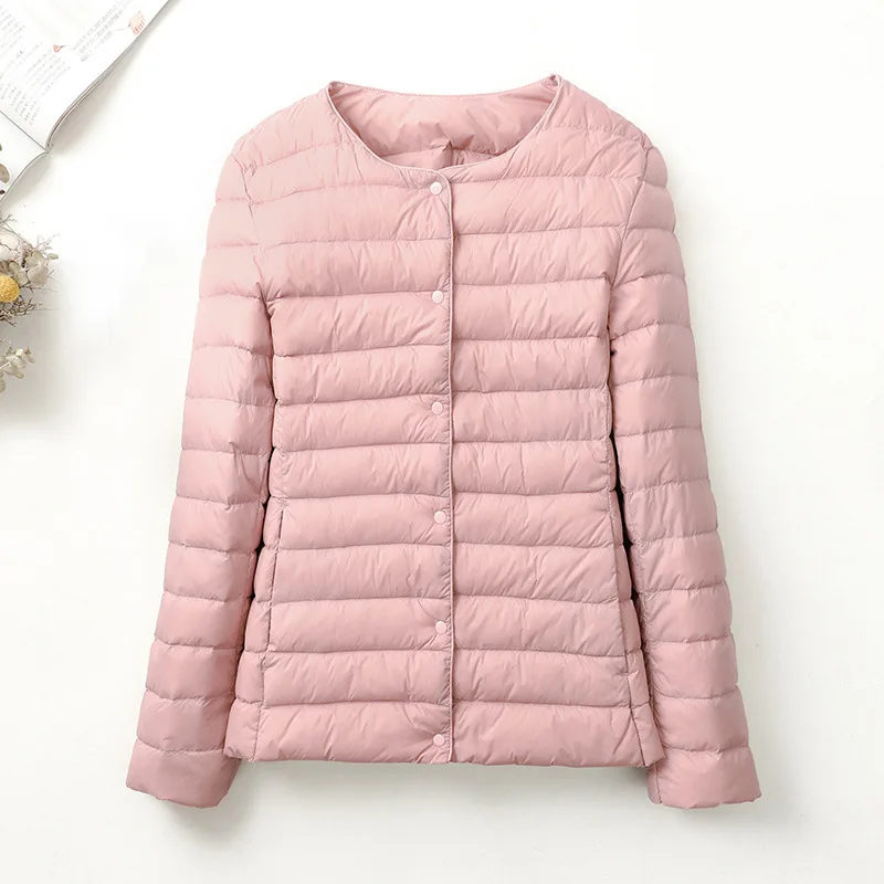 المرأة بطانة بطة أسفل سترة س الرقبة متغير الخامس الرقبة 2024 جديد أنثى خريف شتاء الدفء ياقة ضوء مبطن معطف منتفخ