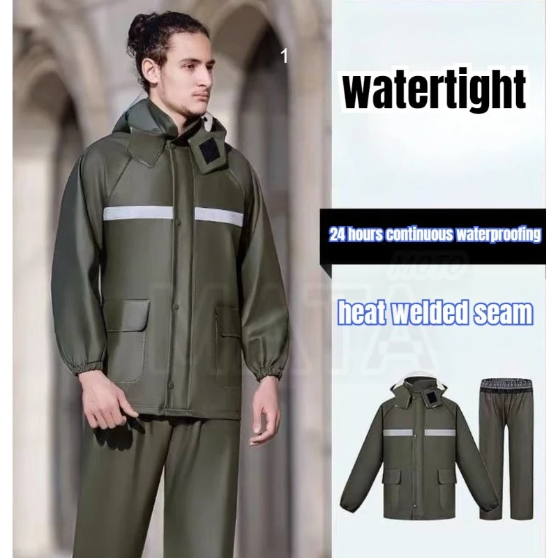 HOT Seamless Split Raincoat Rain Pants Set Full Body Rainproof and Breathable and Thick Wear-resistant Takeaway Rider Motorcycle