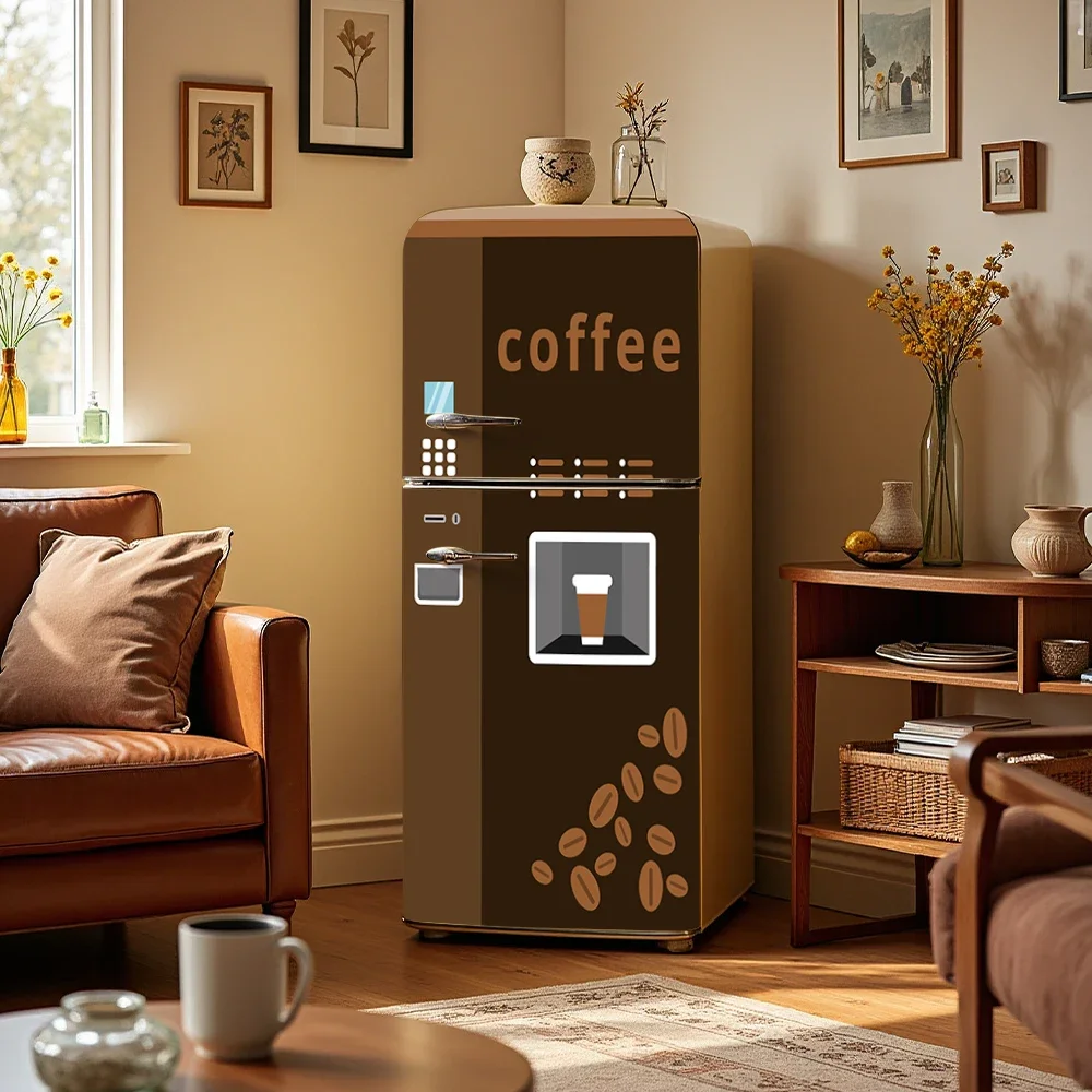 Vending Machine Fridge Door Sticker Art Wrap Waterproof Aesthetic Vinyl Sticker for Kitchen Refrigerator Wallpaper Decoration