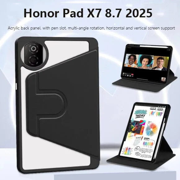 

Противоударный смарт-чехол для Huawei Honor Pad X7 8,7 дюйма, вращающаяся крышка на 2025 с гнездом для ручки