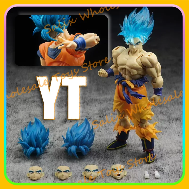 

YT Studio YT002 Dragon Ball Super Saiyan God Son Goku Blue Head Аксессуары Крылья ангела Голова Скульптура Аниме Фигурки Игрушки