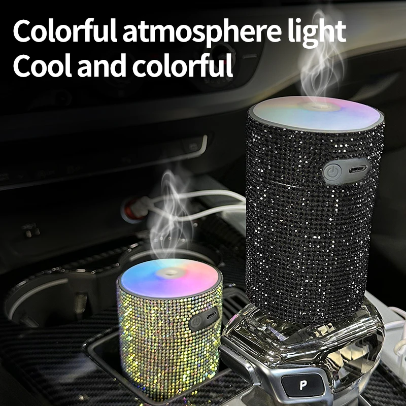 Bling Rhinestone Car Diffuser Humidifier USB Car Essential Oil Car Portable Mini Humidifier For Car, Office, Room