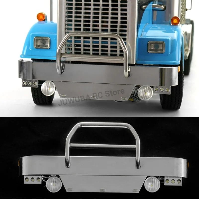 LESU 1/14 RC Model Truck Metal Front Bumper With Light GW-K020 Anti-Collision For Tamiya 1/14 Tractor Truck King Hauler Model