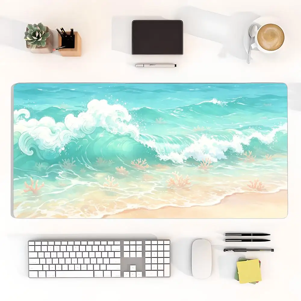 Summer seaside beach wave long playmat fresh minimalist ins gaming office mousepad