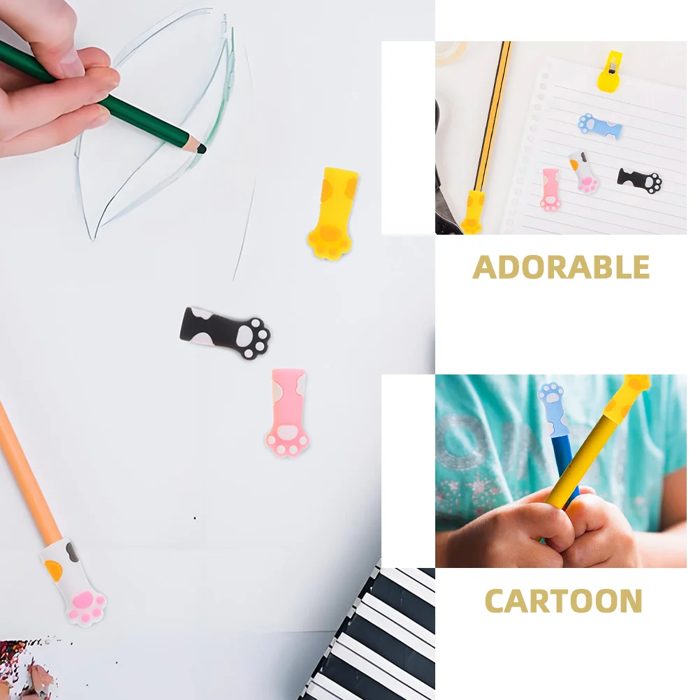 猫の足の鉛筆キャップ、子供用の鉛鉛筆、トッパーの装飾、女の子の生徒用のパターン、12個