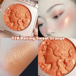 Highlighter Embossed Blush Glitter Facial Long-Lasting Shimmer Powder Pink Coral Rouged For Cheeks Eyeshadow Smooth Cosmetics