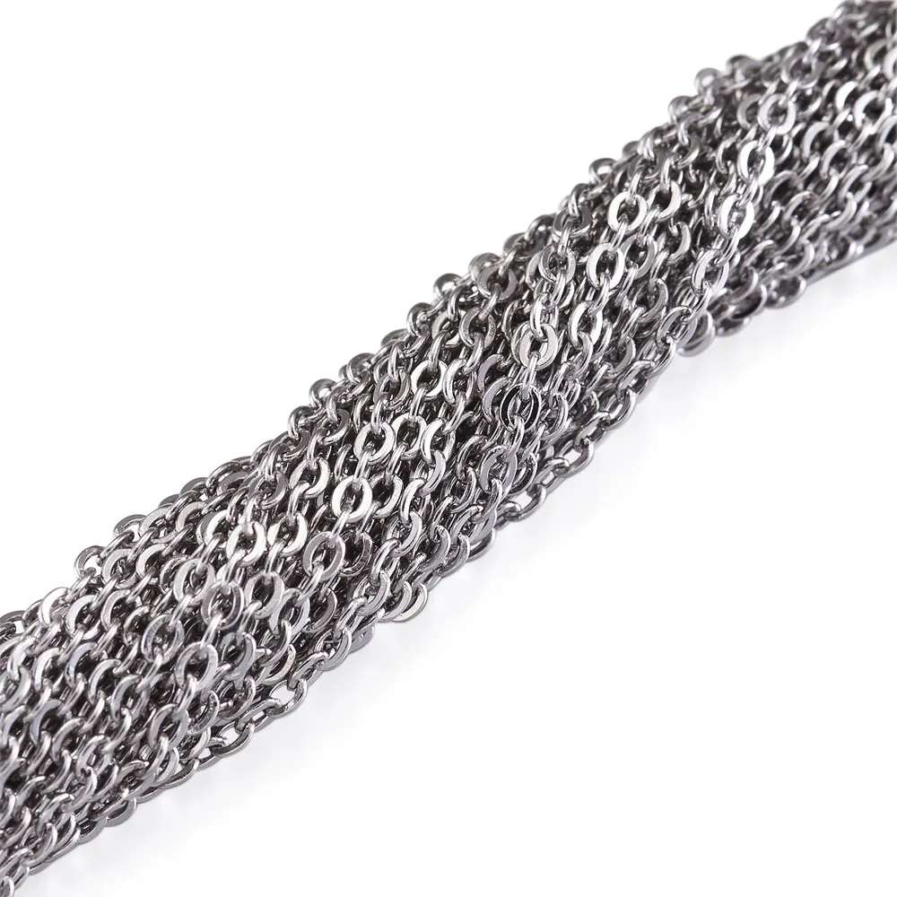 10m 304 Stainless Steel Cross Chains Cable Chains Decorative Rolo Chains for Jewelry Making DIY Bracelet Necklace 2x1.5mm