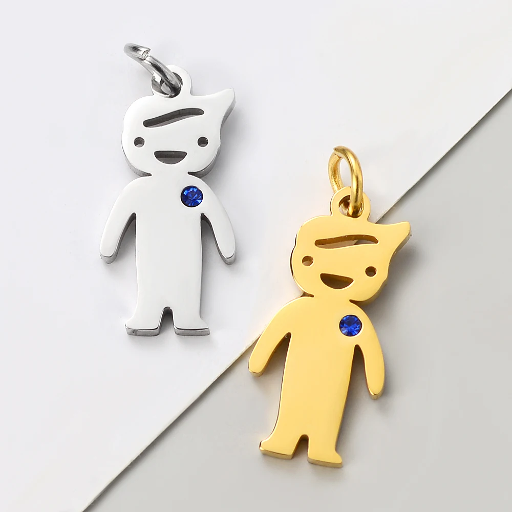 10 stks/partij Leuke Meisjes Jongens Charms Spiegel Polish Rvs Hanger Voor DIY Mode-sieraden Accessoires Groothandel - afbeelding 2