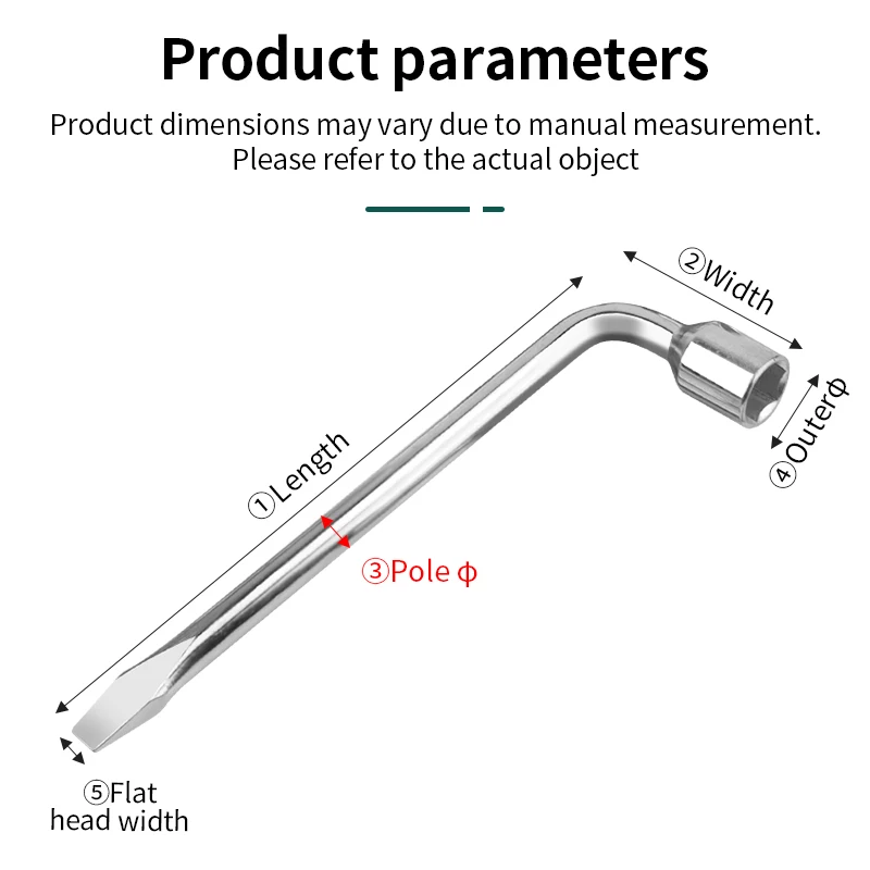 LUXIANZI L Shaped Socket Wrench 17/19/21/22/23/24mm Hexagonal Double-Head Screw Nut Wrench Car Truck Tire Repair Hand Tool Set