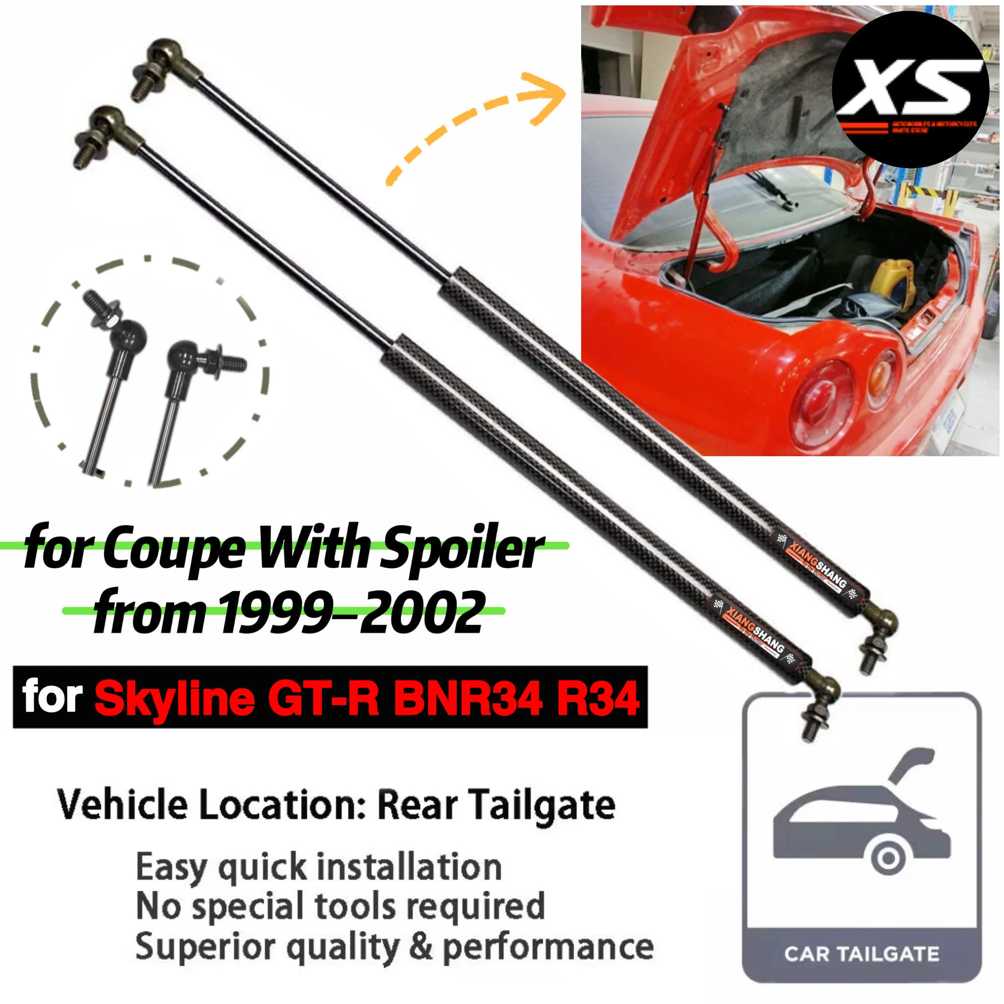 

Tailgate Lift Supports For Nissan Skyline GT-R BNR34 ER34 Coupe With Spoiler 1999-2002 Trunk Boot Gas Struts Dampers 84430-AA400