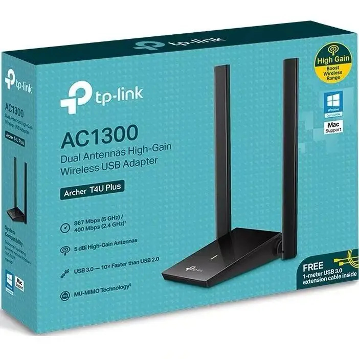 بطاقة الشبكة اللاسلكية TP-LINK ARCHER T4U TX20U PLUS عالية الكسب AC1300/AX1800 USB