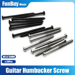 20pcs Guitar Pickup Screw Electric Guitar Bass Humbucker Double Coil Pickups Height Adjusting Screws M2.6*35MM Chrome Black