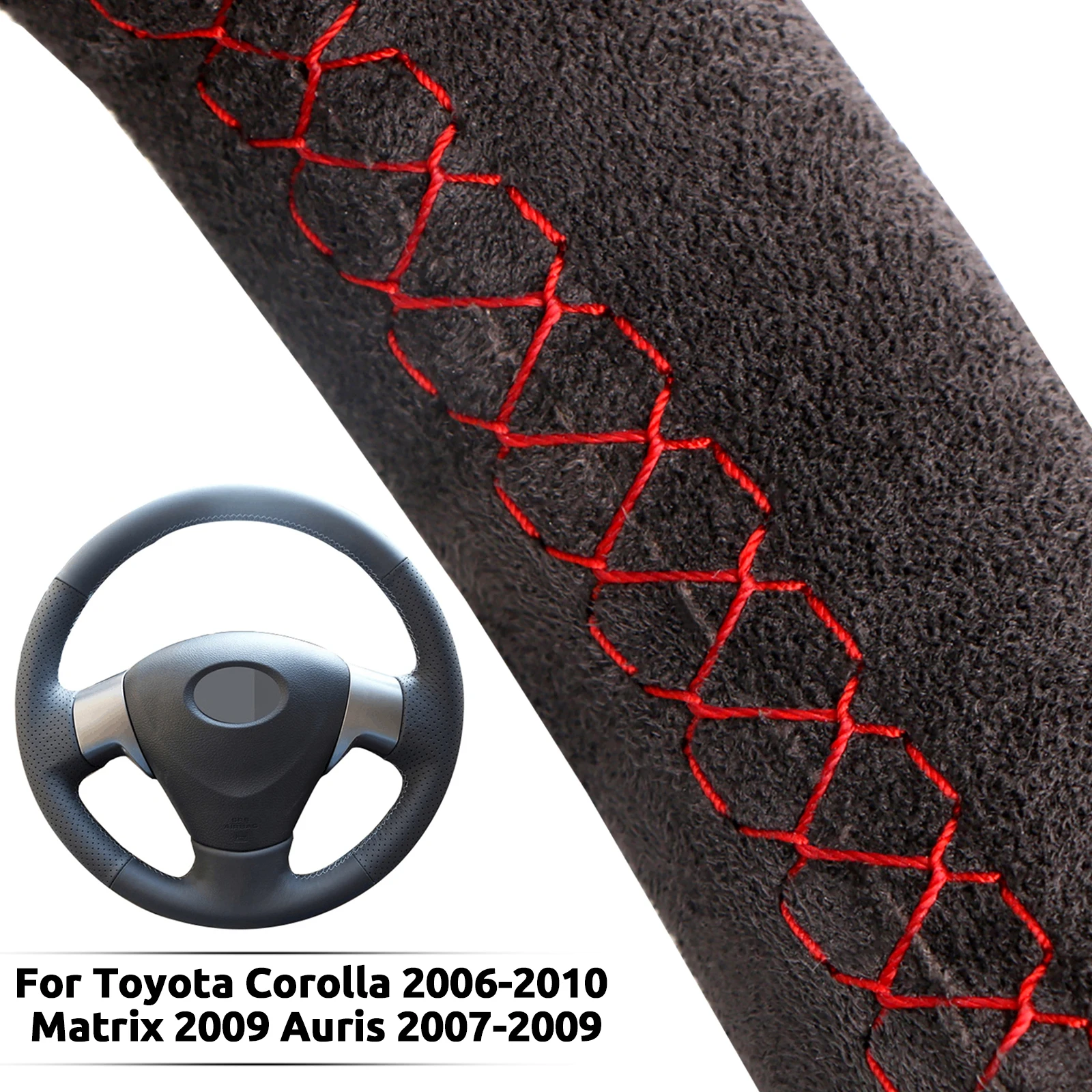 Suede Car Steering Wheel Cover For Toyota Corolla 2006-2010 Matrix 2009 Auris 2007-2009 Custom Soft Leather Auto Accessories