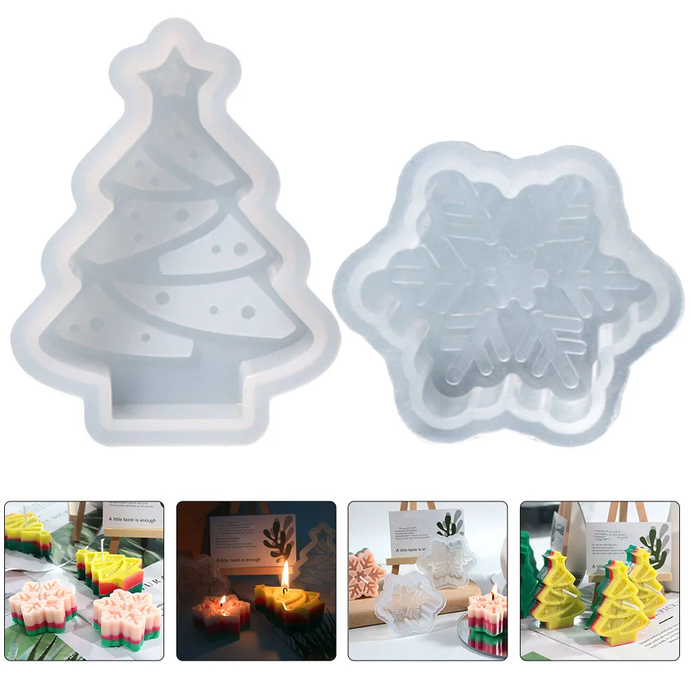 2 Pcs Christmas Tree Mold Gold Decor Silicone Molds for Soap Wax Making Silica Gel Bubble