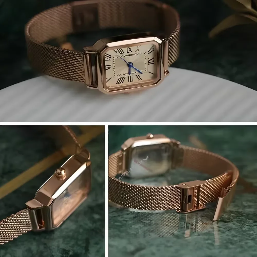 Relógios retro clássico casual quartzo retângulo romano dial relógio moda simples relógios de pulso de luxo para presente feminino relógios de pulso