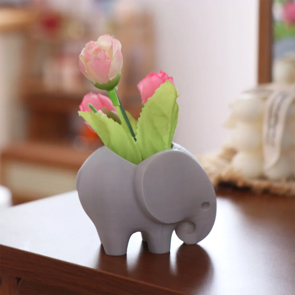 Plastic 3D Printed Elephant Flowerpot Animal Design Succulent Planter Mini Elephant Planter Pot Office Decoration