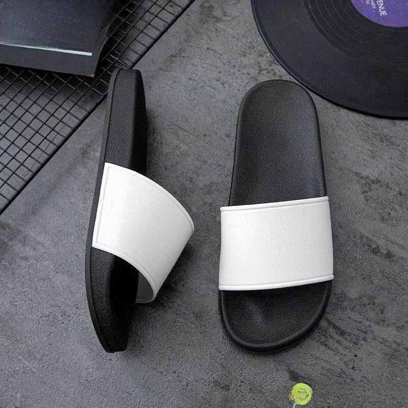 

Indoor Slippers Thick Bottom Anti-Slip Men's Sandals Home Slippers Pure Color Black White Slip-On Casual Slippers